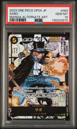 2023 ONE PIECE JPN OP04-KINGDOMS OF INTRIGUE MANGA ALTERNATE ART SABO PSA 10 - Image 1
