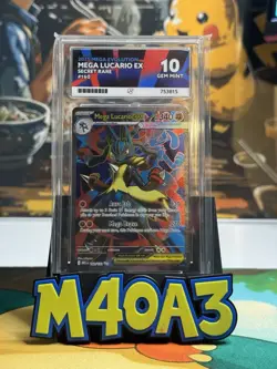 Pokemon TCG Mega Evolution Lucario EX 160/132 Full Art Ultra Rare ACE Graded 10 - Image 1