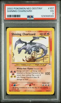 Shining Charizard 107/105 Neo Destiny Holo Secret Rare WOTC Vintage Pokemon - Image 1