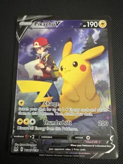 Pokemon TCG Pikachu v TG16/TG30 Lost Origin 2022 Full Art Holo Ultra Rare Card - Image 1