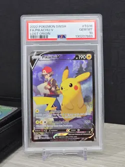 Pokemon Card TCG 2022 Lost Origin Pikachu V Trainer Gallery #TG16/TG30 PSA 10 - Image 3