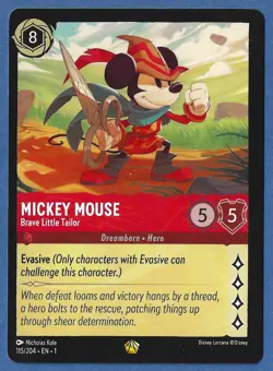 Disney Lorcana First Chapter Legendary 115/204 Mickey Mouse Brave Little Tailor - Image 1