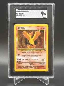 1999 Pokemon Fossil Moltres Holo # 12 SGC 9 Mint - Image 1