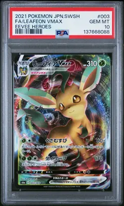 2021 POKEMON JPN SWORD & SHIELD EEVEE HEROES #003 FULL ART/LEAFEON VMAX PSA 10 - Image 1