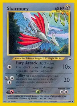 Skarmory - 23/64 - Pokemon Neo Revelation Unlimited Rare Card WOTC NM - Image 1