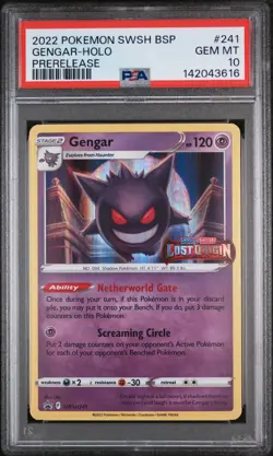 2022 POKEMON SWSH BLACK STAR PROMO PRERELEASE #241 GENGAR-HOLO PSA 10 - Image 1