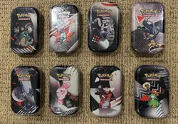 Pokemon TCG Black Bolt & White Flare Sealed Mini Tin Art Set Lot Of 8 Brand New - Image 1