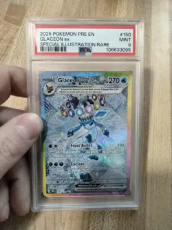 2025 POKEMON PRE EN-PRISMATIC EVOLUTIONS #150 GLACEON ex PSA 9 - Image 1