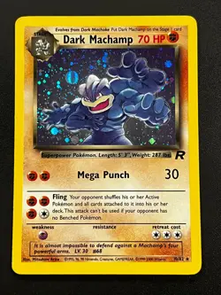Dark Machamp 10/82 - Team Rocket Holo Rare Vintage WOTC Pokemon TCG Card LP - Image 1