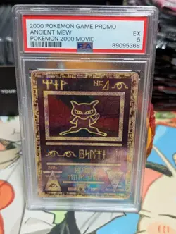 2000 Pokemon Ancient Mew PSA 5 EX Pokemon Movie Game Promo Double Holo Card - Image 1