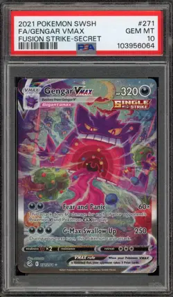 Pokemon Gengar VMAX Fusion Strike Secret Rare Full Alt Art #271 PSA 10 Gem Mint - Image 1