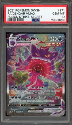 Pokemon Gengar VMAX Fusion Strike Secret Rare Full Alt Art #271 PSA 10 Gem Mint - Image 1
