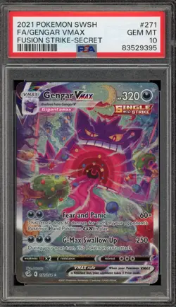 Pokemon Gengar VMAX Fusion Strike Secret Rare Full Alt Art #271 PSA 10 Gem Mint - Image 1