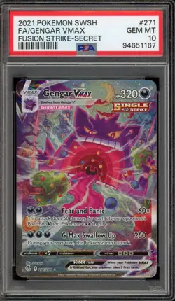 Pokemon Gengar VMAX Fusion Strike Secret Rare Full Alt Art #271 PSA 10 Gem Mint - Image 1