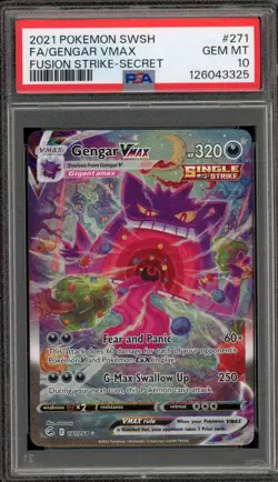 Pokemon Gengar VMAX Fusion Strike Secret Rare Full Alt Art #271 PSA 10 Gem Mint - Image 1