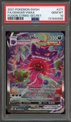 Pokemon Gengar VMAX Fusion Strike Secret Rare Full Alt Art #271 PSA 10 Gem Mint - Image 1