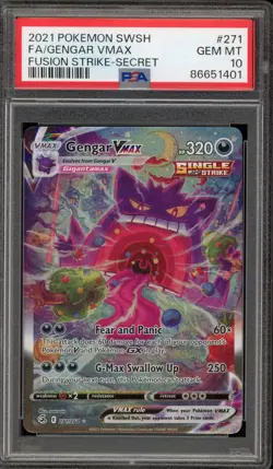 Pokemon Gengar VMAX Fusion Strike Secret Rare Full Alt Art #271 PSA 10 Gem Mint - Image 1