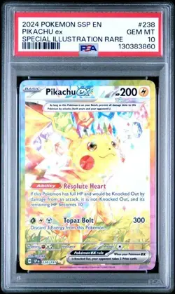 2024 Pokemon Surging Sparks Pikachu ex #238 Special Illustration Rare PSA 10 - Image 1