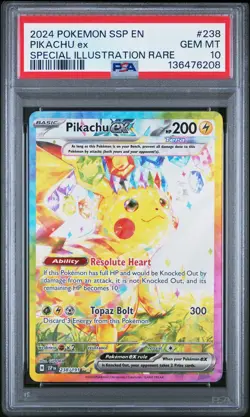 2024 POKEMON SSP EN-SURGING SPARKS SPECIAL ILLUSTRATION RARE PIKACHU EX PSA 10 - Image 1