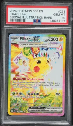 PIKACHU EX 238/191 POKEMON 2024 SURGING SPARKS SPECIAL ILLUSTRATION RARE PSA 10 - Image 1