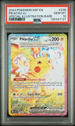 2024 POKEMON SSP EN-SURGING SPARKS SPECIAL ILLUSTRATION RARE PIKACHU EX PSA 10 - Image 1
