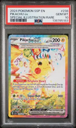 2024 POKEMON SSP EN-SURGING SPARKS SPECIAL ILLUSTRATION RARE PIKACHU EX PSA 10 - Image 1
