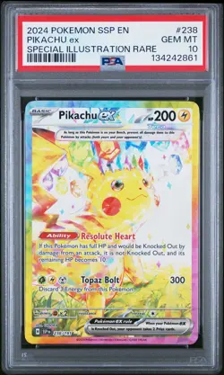 2024 POKEMON SSP EN-SURGING SPARKS SPECIAL ILLUSTRATION RARE PIKACHU EX PSA 10 - Image 1