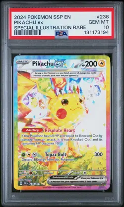 2024 POKEMON SSP EN-SURGING SPARKS SPECIAL ILLUSTRATION RARE PIKACHU EX PSA 10 - Image 1