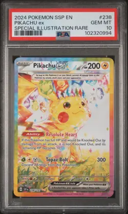 2024 POKEMON SSP EN-SURGING SPARKS SPECIAL ILLUSTRATION RARE PIKACHU EX PSA 10 - Image 1