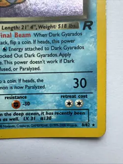 Pokemon TCG Dark Gyarados Holo Card Team Rocket Set 8/82 Vintage LP - Image 5