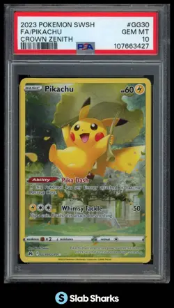 2023 POKEMON SWSH CROWN ZENITH #GG30/GG70 PIKACHU FA GALARIAN GALLERY PSA 10 - Image 1