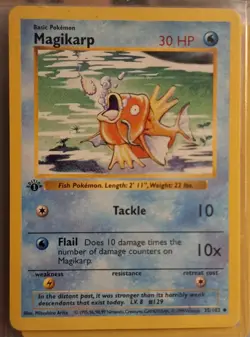 Pokemon TCG Magikarp 1st Edition Shadowless Base Set 35/102 Very Nice - Image 1