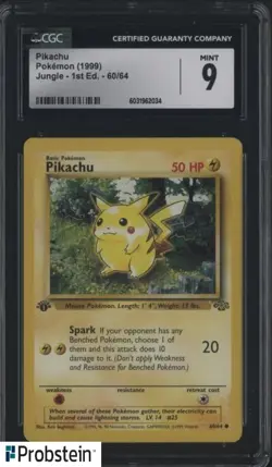 Pikachu 1999 Pokemon Jungle 1st Edition 60/64 CGC 9 MINT - Image 1
