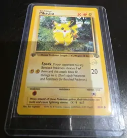 Pokemon Card Pikachu Gold W Stamp 60/64 1st Edition Jungle Promo WOTC LP 1999 - Image 1