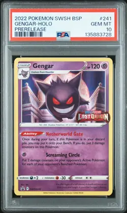 2022 POKEMON SWSH BLACK STAR PROMO PRERELEASE #241 GENGAR-HOLO PSA 10 - Image 1