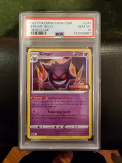 2022 POKEMON SWSH BLACK STAR PROMO PRERELEASE #241 GENGAR-HOLO PSA 10 - Image 1