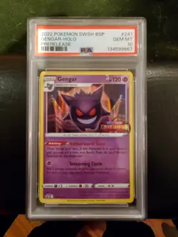 2022 POKEMON SWSH BLACK STAR PROMO PRERELEASE #241 GENGAR-HOLO PSA 10 - Image 3