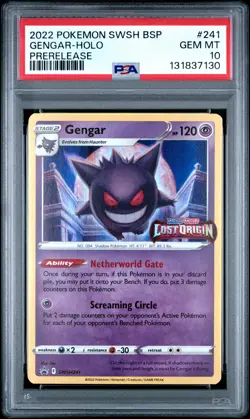 2022 POKEMON SWSH BLACK STAR PROMO PRERELEASE #241 GENGAR-HOLO PSA 10 - Image 1