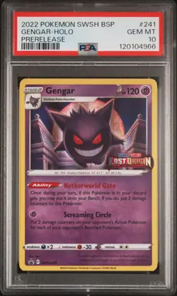 2022 POKEMON SWSH BLACK STAR PROMO PRERELEASE #241 GENGAR-HOLO PSA 10 - Image 1