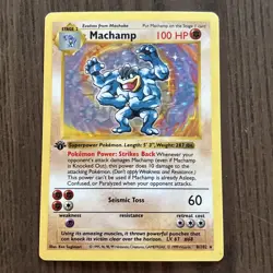 Pokemon TCG Machamp Holo Shadowless 1st Edition Base Set 8/102 HP/DMG Rare - Image 1