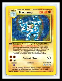 💥 Pokemon Machamp HOLO Base Set 1st Edition Vintage Rare # 8/102 - Image 1