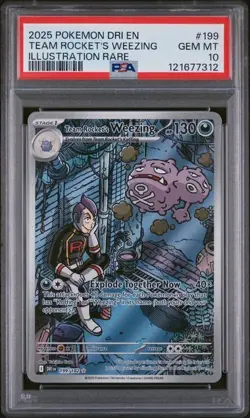 2025 POKEMON DRI EN-DESTINED RIVALS #199 TEAM ROCKET'S WEEZING PSA 10 - Image 1