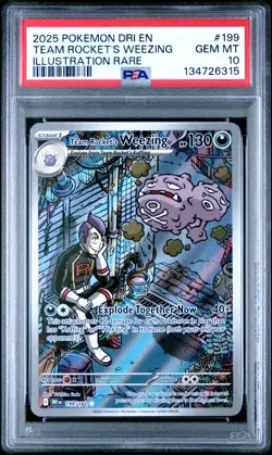 2025 POKEMON DRI EN-DESTINED RIVALS #199 TEAM ROCKET'S WEEZING PSA 10 - Image 1