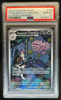 2025 Pokemon SV Destined Rivals Team Rocket's Weezing #199/182 PSA 10 - Image 1