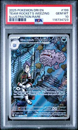 2025 POKEMON DRI EN-DESTINED RIVALS #199 TEAM ROCKET'S WEEZING PSA 10 - Image 1