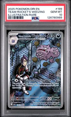 2025 POKEMON DRI EN-DESTINED RIVALS #199 TEAM ROCKET'S WEEZING PSA 10 Gem Mint - Image 1