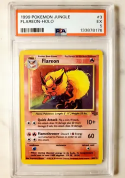 Pokemon TCG FLAREON Jungle #3 3/64 Holographic Unlimited Holo Rare PSA 5 Graded! - Image 2