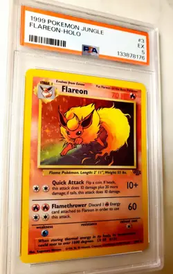 Pokemon TCG FLAREON Jungle #3 3/64 Holographic Unlimited Holo Rare PSA 5 Graded! - Image 4