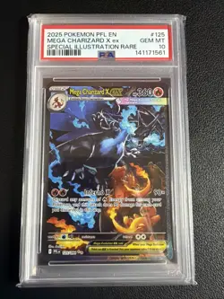 2025 POKEMON PFL EN-PHANTASMAL FLAMES #125 MEGA CHARIZARD X EX PSA 10 - Image 1