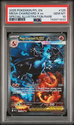2025 POKEMON PFL EN-PHANTASMAL FLAMES #125 MEGA CHARIZARD X EX PSA 10 - Image 1